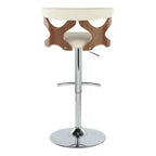 LumiSource Lot de 2 tabourets de bar réglables Gardenia Métal chromé/Bois noyer/PU crème