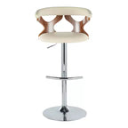 LumiSource Lot de 2 tabourets de bar réglables Gardenia Métal chromé/Bois noyer/PU crème