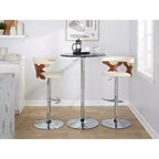 LumiSource Lot de 2 tabourets de bar réglables Gardenia Métal chromé/Bois noyer/PU crème