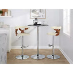 LumiSource Lot de 2 tabourets de bar réglables Gardenia Métal chromé/Bois noyer/PU crème