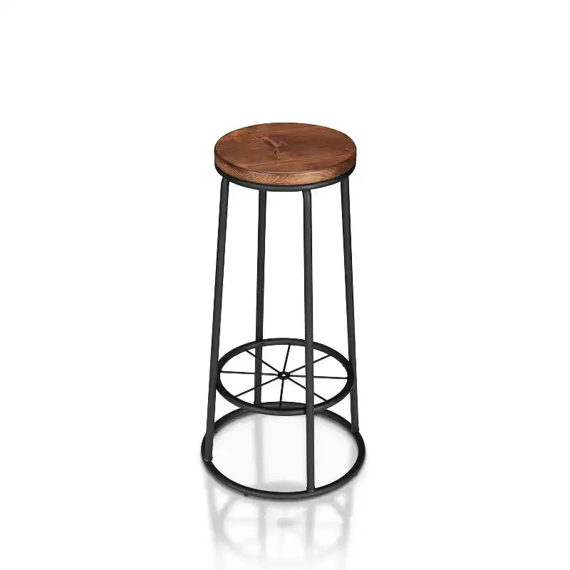 24/7 Shop At Home: Set of 2 Pilat Barstools, 33" Fixed Height, Metal Frame & Footrest, Light Gray