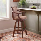 31" Dakota Upholstery Swivel Barstool with Arms Light Brown - Powell Company: Rubberwood, Tweed Fabric, 275 lb Capacity