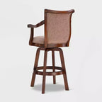 31" Dakota Upholstery Swivel Barstool with Arms Light Brown - Powell Company: Rubberwood, Tweed Fabric, 275 lb Capacity