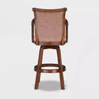 31" Dakota Upholstery Swivel Barstool with Arms Light Brown - Powell Company: Rubberwood, Tweed Fabric, 275 lb Capacity