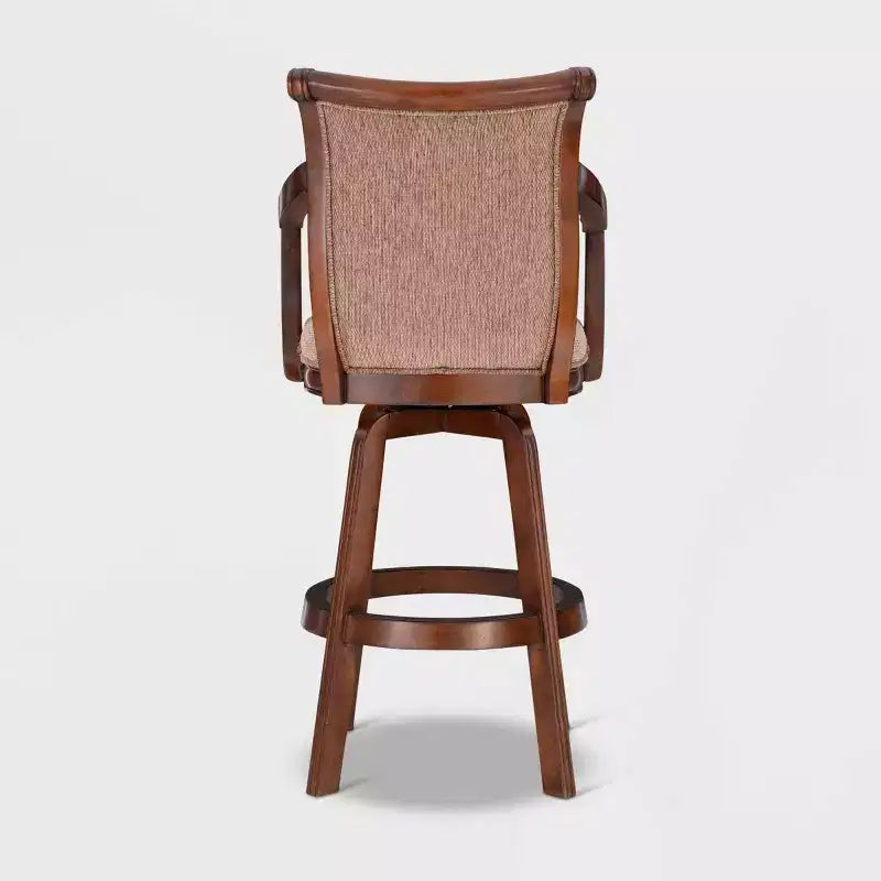 31" Dakota Upholstery Swivel Barstool with Arms Light Brown - Powell Company: Rubberwood, Tweed Fabric, 275 lb Capacity