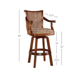 31" Dakota Upholstery Swivel Barstool with Arms Light Brown - Powell Company: Rubberwood, Tweed Fabric, 275 lb Capacity