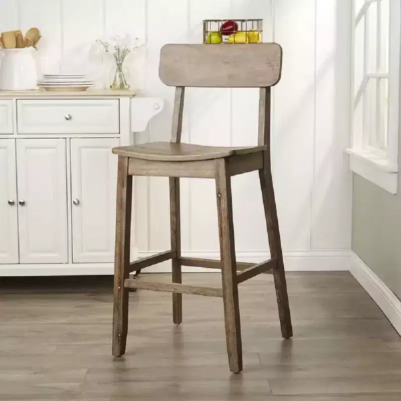 29" Torino Barstool Barnwood - Boraam: Solid Wood, Molded Seat, Footrests, Rustic Style