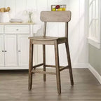 29" Torino Barstool Barnwood - Boraam: Solid Wood, Molded Seat, Footrests, Rustic Style