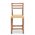 Tabouret de bar à hauteur de comptoir Arthur Wood et rotin Naturel/Noyer - bali & pari : Style bohème, Aucun assemblage requis