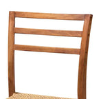 Tabouret de bar à hauteur de comptoir Arthur Wood et rotin Naturel/Noyer - bali & pari : Style bohème, Aucun assemblage requis
