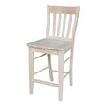 International Concepts 23.82" Cafe Counter Height Barstool Unfinished: Hardwood Frame, Slat Back