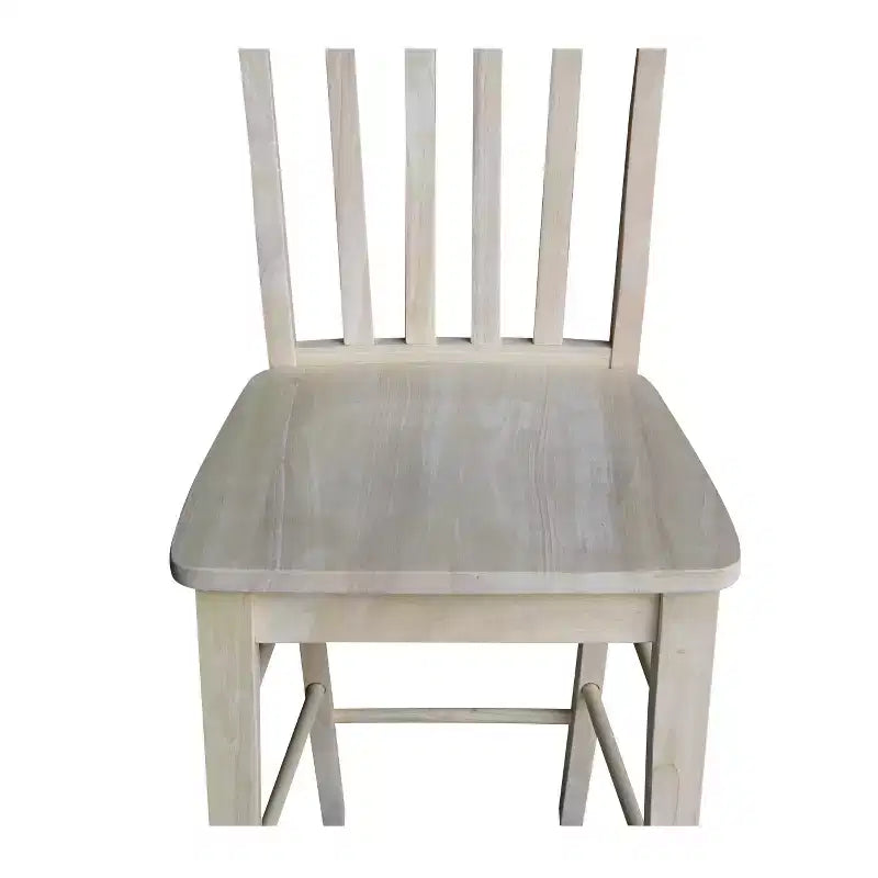 Tabouret de bar International Concepts 23,82" hauteur comptoir de café non fini : cadre en bois massif, dossier à lattes
