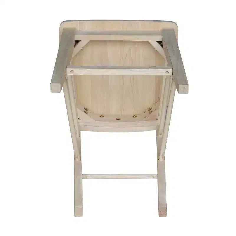 Tabouret de bar International Concepts 23,82" hauteur comptoir de café non fini : cadre en bois massif, dossier à lattes