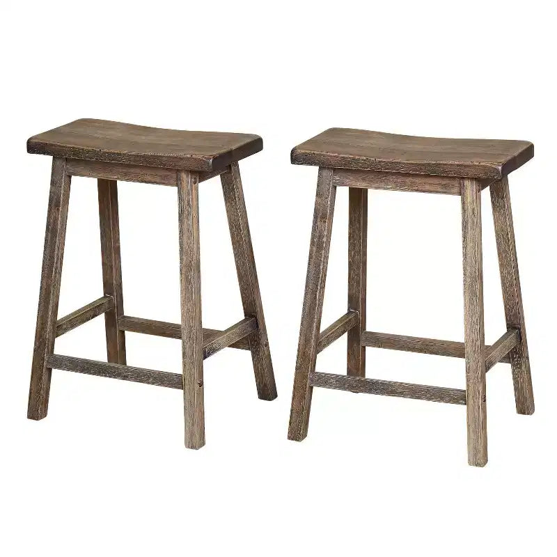 Buylateral Set of 2 24" Marney Saddle Counter Height Barstool Gray