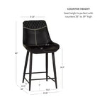 Tabouret de bar rembourré Linon Elder, hauteur comptoir, noir