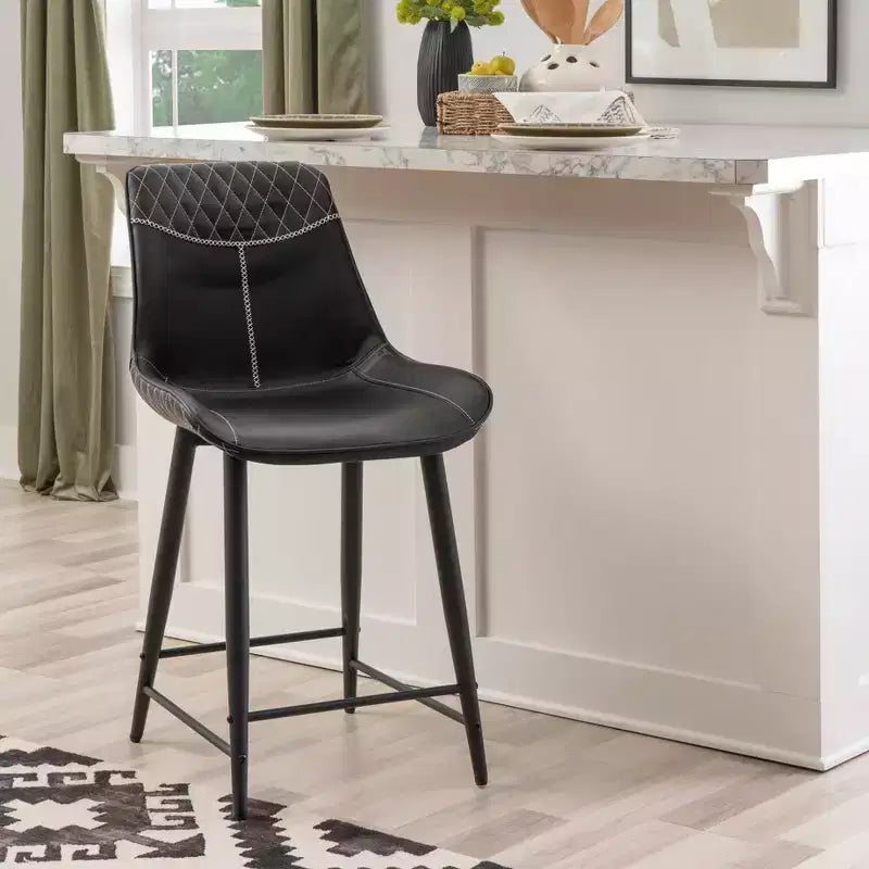 Tabouret de bar rembourré Linon Elder, hauteur comptoir, noir