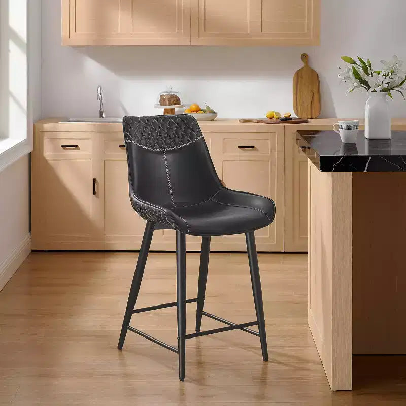 Tabouret de bar rembourré Linon Elder, hauteur comptoir, noir