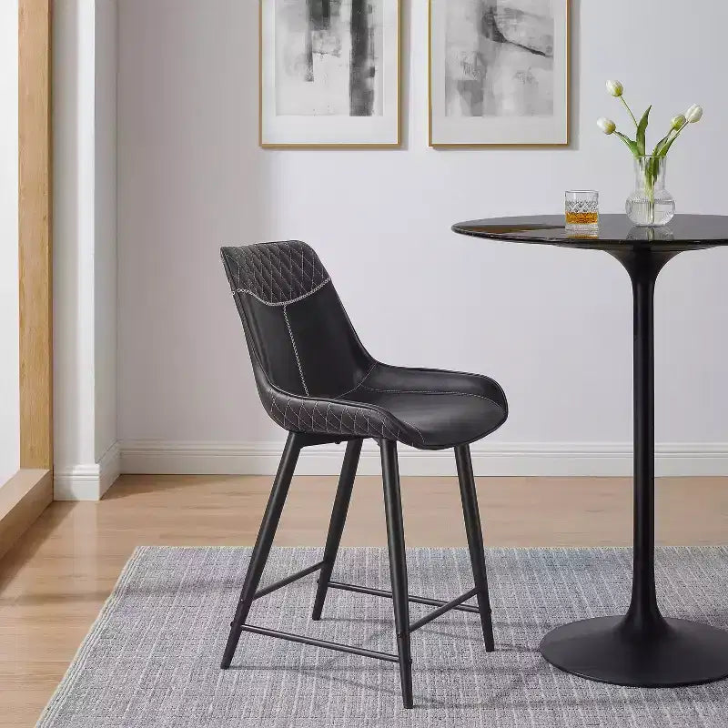 Tabouret de bar rembourré Linon Elder, hauteur comptoir, noir