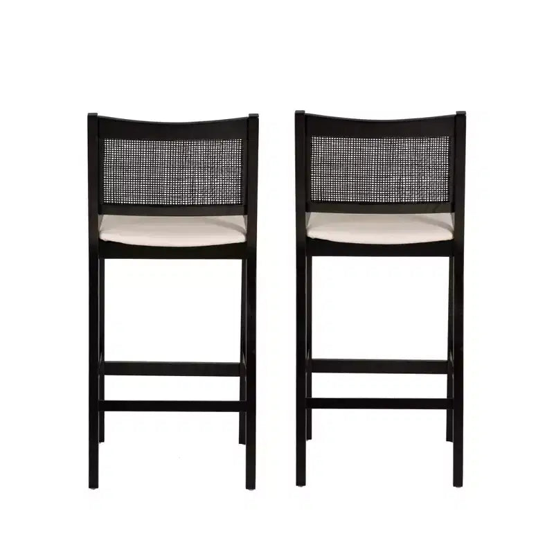 Powell Lot de 2 tabourets de bar Bessie Cane noirs