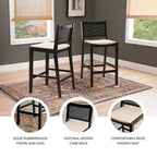 Powell Lot de 2 tabourets de bar Bessie Cane noirs