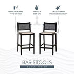 Powell Lot de 2 tabourets de bar Bessie Cane noirs