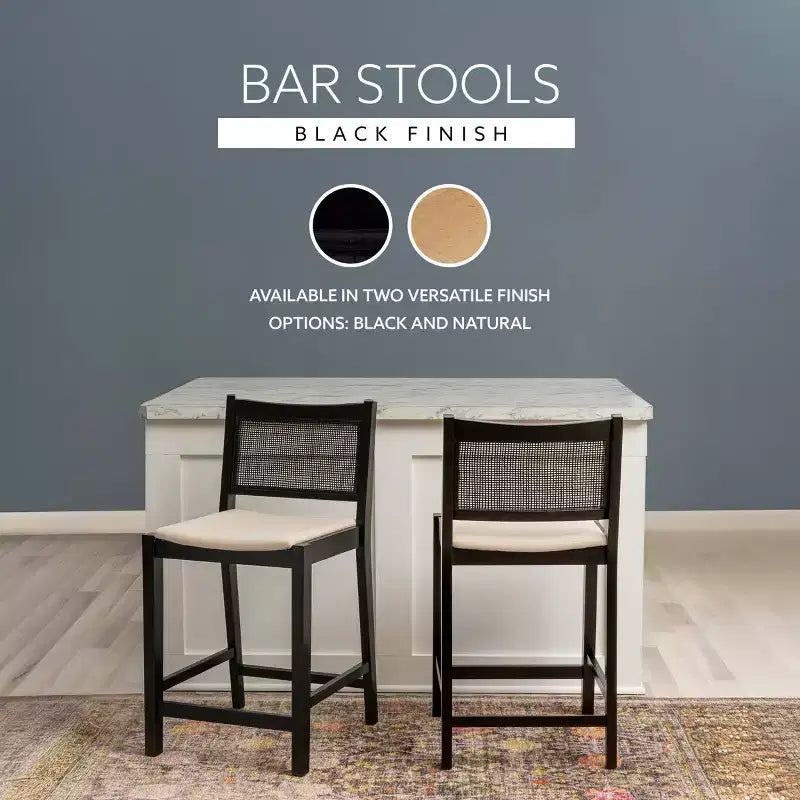 Powell Lot de 2 tabourets de bar Bessie Cane noirs