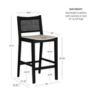 Powell Lot de 2 tabourets de bar Bessie Cane noirs