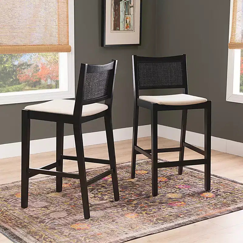 Powell Lot de 2 tabourets de bar Bessie Cane noirs