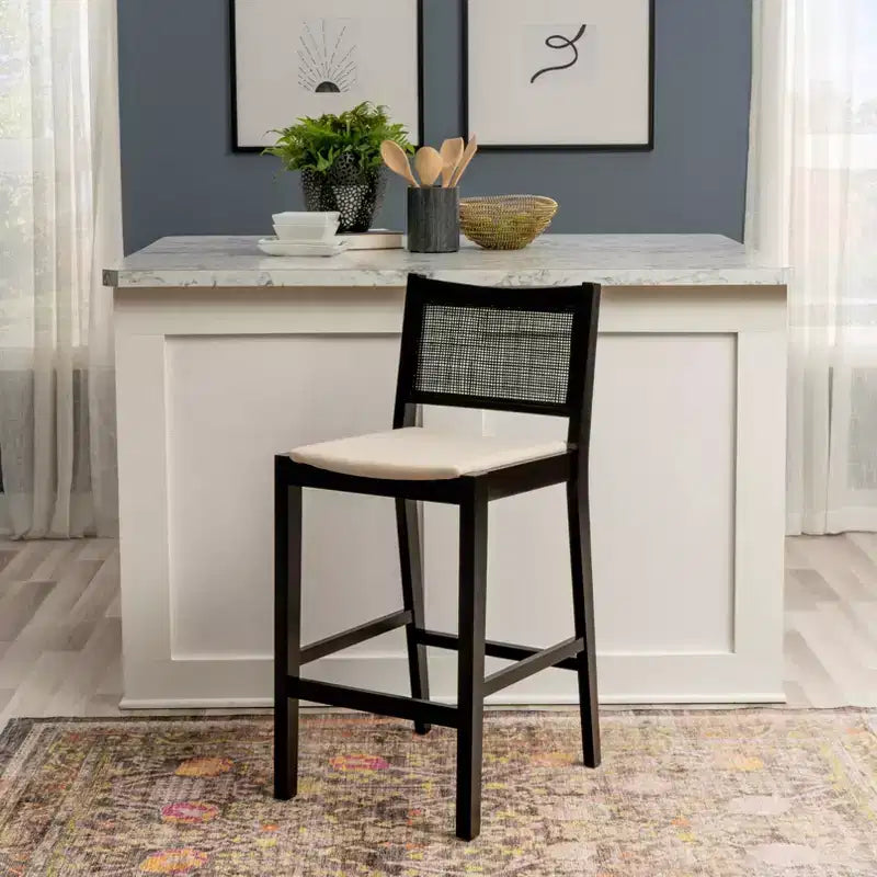 Powell Lot de 2 tabourets de bar Bessie Cane noirs