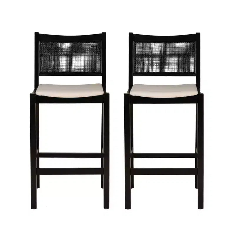 Powell Lot de 2 tabourets de bar Bessie Cane noirs