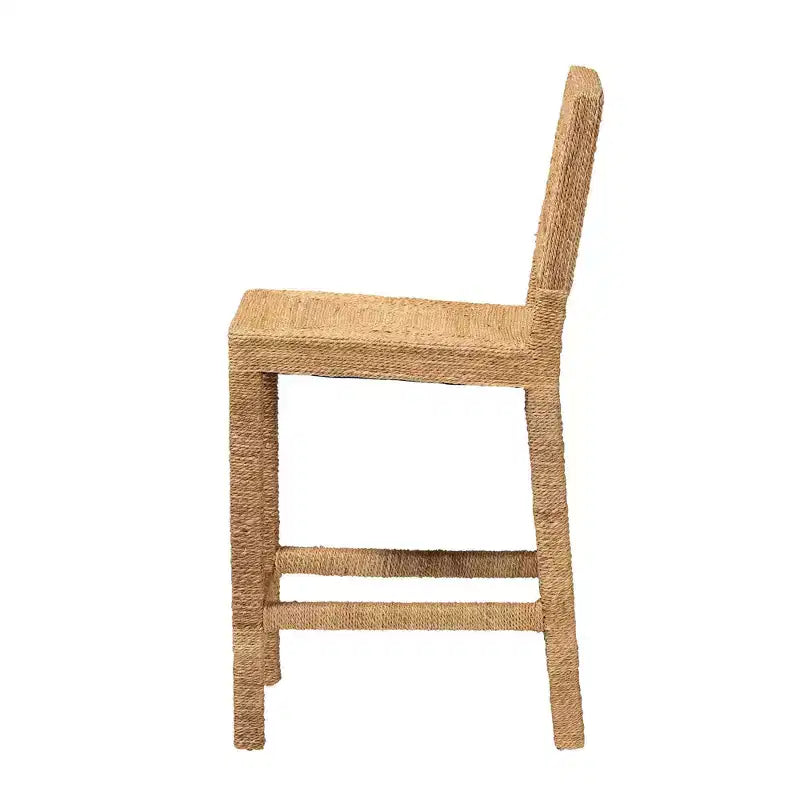 bali & pari Tabouret de bar hauteur comptoir en herbe de mer naturelle et bois d'acajou Anfield : Garantie limitée de 30 jours, aucun assemblage requis