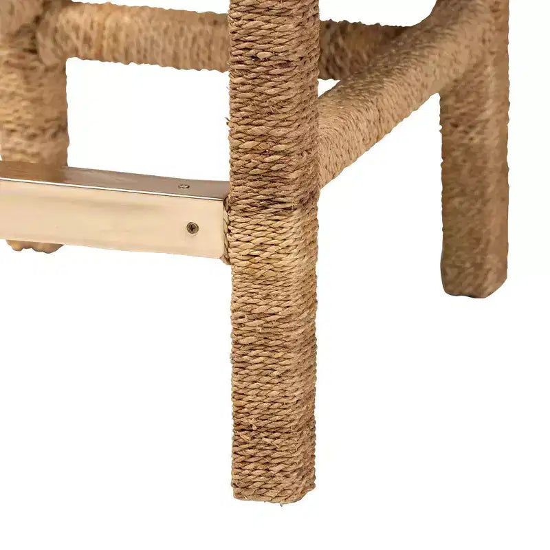 bali & pari Tabouret de bar hauteur comptoir en herbe de mer naturelle et bois d'acajou Anfield : Garantie limitée de 30 jours, aucun assemblage requis