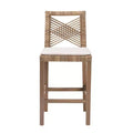 bali & pari Poltak Natural Rattan and Mahogany Wood Counter Height Barstool Kubu Gray/Rustic Taupe