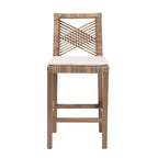 bali & pari Poltak Natural Rattan and Mahogany Wood Counter Height Barstool Kubu Gray/Rustic Taupe