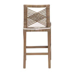 bali & pari Poltak Tabouret de bar à hauteur de comptoir en rotin naturel et bois d'acajou Kubu gris/taupe rustique