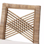 bali & pari Poltak Tabouret de bar à hauteur de comptoir en rotin naturel et bois d'acajou Kubu gris/taupe rustique