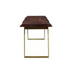 Banc 152 cm (60") en palissandre indien (sheesham) massif à bords naturels, marron/doré - Timbergirl : pieds en fer, fabriqué à la main en Inde