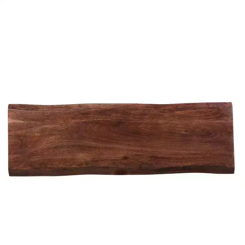 Banc 152 cm (60") en palissandre indien (sheesham) massif à bords naturels, marron/doré - Timbergirl : pieds en fer, fabriqué à la main en Inde