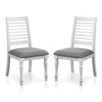 Lot de 2 chaises de salle à manger Cambrien Rustique rembourrées Antiques Blanc/Gris - HOMES: Inside + Out : Dossier échelle, Rembourrage polyester, Cadre en bois