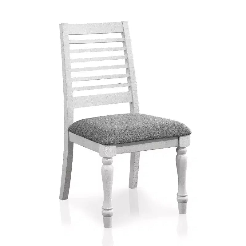 Lot de 2 chaises de salle à manger Cambrien Rustique rembourrées Antiques Blanc/Gris - HOMES: Inside + Out : Dossier échelle, Rembourrage polyester, Cadre en bois