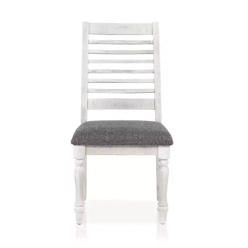 Lot de 2 chaises de salle à manger Cambrien Rustique rembourrées Antiques Blanc/Gris - HOMES: Inside + Out : Dossier échelle, Rembourrage polyester, Cadre en bois