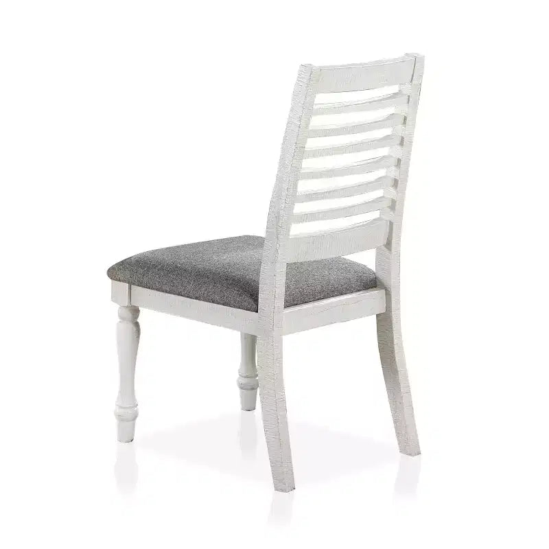 Lot de 2 chaises de salle à manger Cambrien Rustique rembourrées Antiques Blanc/Gris - HOMES: Inside + Out : Dossier échelle, Rembourrage polyester, Cadre en bois