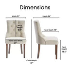Lot de 2 Chaises d'appoint capitonnées Elmhurst Crème Vintage - Finch : Rembourrées, Dossier Contours, Pieds en Bois
