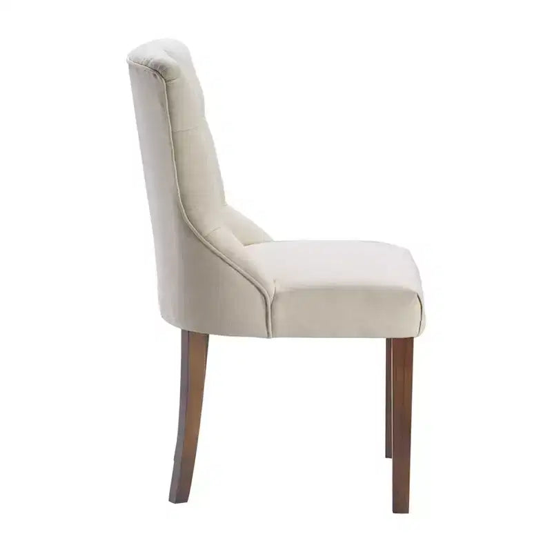 Lot de 2 Chaises d'appoint capitonnées Elmhurst Crème Vintage - Finch : Rembourrées, Dossier Contours, Pieds en Bois