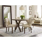 Lot de 2 Chaises d'appoint capitonnées Elmhurst Crème Vintage - Finch : Rembourrées, Dossier Contours, Pieds en Bois