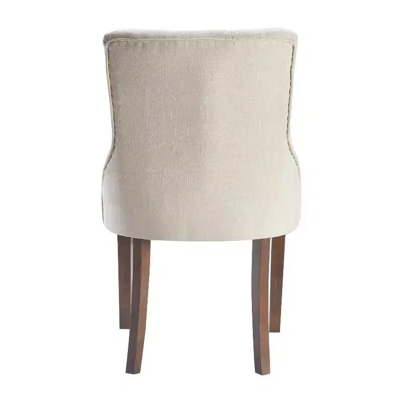 Lot de 2 Chaises d'appoint capitonnées Elmhurst Crème Vintage - Finch : Rembourrées, Dossier Contours, Pieds en Bois