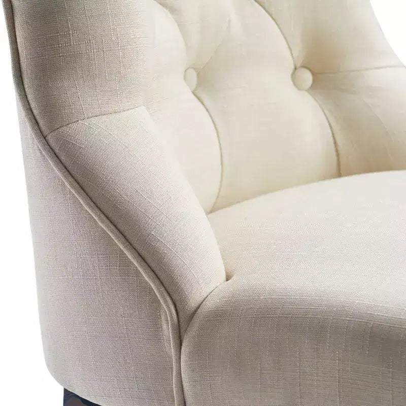 Lot de 2 Chaises d'appoint capitonnées Elmhurst Crème Vintage - Finch : Rembourrées, Dossier Contours, Pieds en Bois