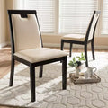 Set of 2 Evelyn Modern And Contemporary Faux Leather Upholstered And Finished Dining Chairs Dark Brown/ Beige - Baxton Studio