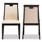 Lot de 2 chaises de salle à manger modernes et contemporaines en similicuir Evelyn, marron foncé/beige - Baxton Studio
