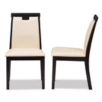Lot de 2 chaises de salle à manger modernes et contemporaines en similicuir Evelyn, marron foncé/beige - Baxton Studio